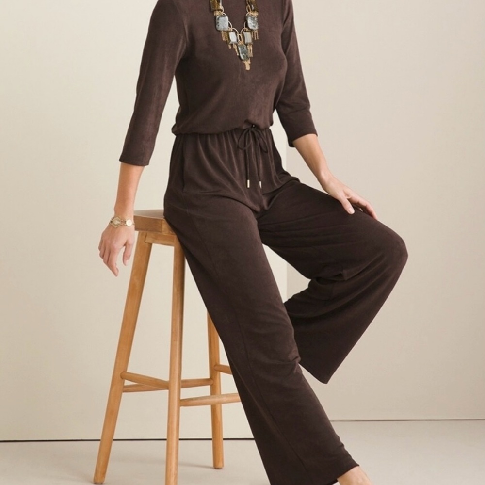 Chicos Travelers Brown Jumpsuit S 3 (16/18)